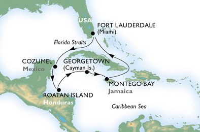 Kryssning - karibien - USA, Mexiko, Honduras, Cayman Islands, Jamaica