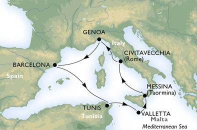 MEDELHAVET - Italien,  Spanien,  Tunisien,  Malta