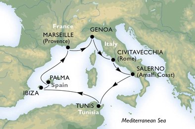 MEDELHAVET - Spanien,  Frankrike,  Italien,  Tunisien