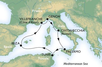 MEDELHAVET - Spanien,  Frankrike,  Italien,  Tunisien