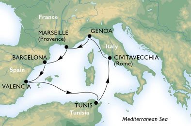 MEDELHAVET - Frankrike,  Spanien,  Tunisien,  Italien