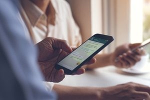 A person using a smartphone to chat about travel plans | MSC Cruises A person using a smartphone to chat about travel plans | MSC Cruises