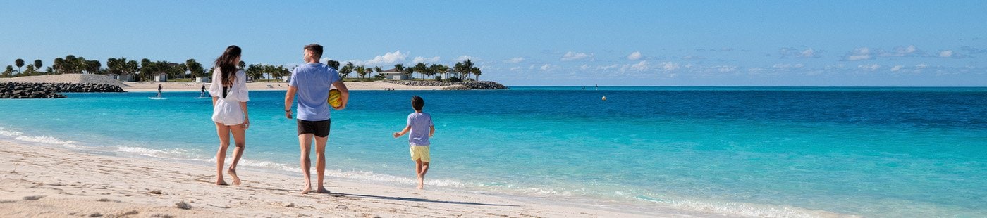 Winter cruises, family on beach, Ocean Cay MSC Marine Reserve, the caribbean | MSC Cruises