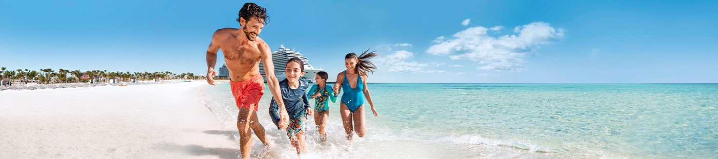 Family on beach, cruise ship, Summer cruise deals | MSC Cruises