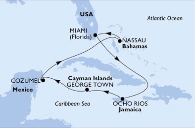 USA, Jamaica, Cayman Islands, Mexiko, Bahamas