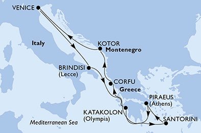 Italien, Grekland, Montenegro