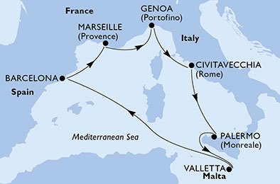 Italien, Malta, Spanien, Frankrike
