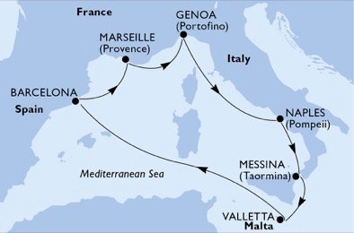 Italien, Malta, Spanien, Frankrike