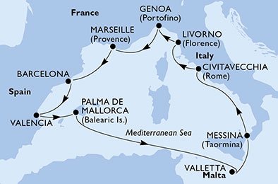 Spanien, Malta, Italien, Frankrike