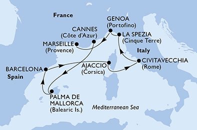 Frankrike, Spanien, Italien