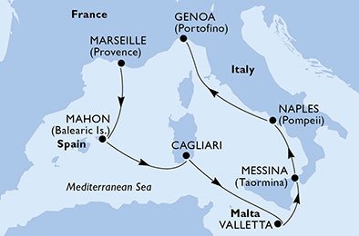 Frankrike, Spanien, Italien, Malta