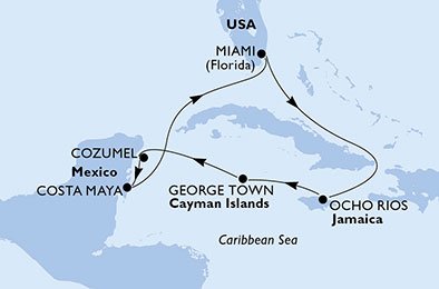 USA, Jamaica, Cayman Islands, Mexiko
