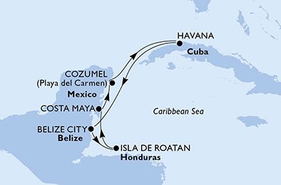 Kuba, Belize, Honduras, Mexiko