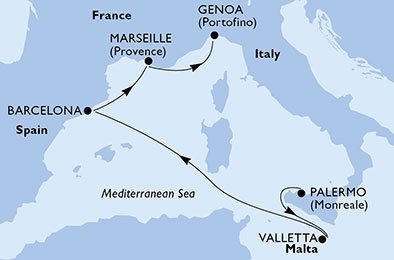 Italien, Malta, Spanien, Frankrike