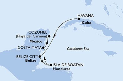 Kuba, Belize, Honduras, Mexiko