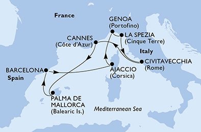 Frankrike, Spanien, Italien