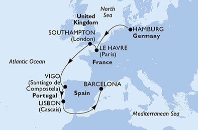 Tyskland, Frankrike, England, Spanien, Portugal