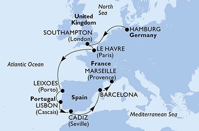 Tyskland, England, Frankrike, Portugal, Spanien