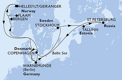 Tyskland, Sverige, Estland, Ryssland, Danmark, Norge