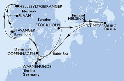 Danmark, Tyskland, Norge, Sverige, Finland, Ryssland