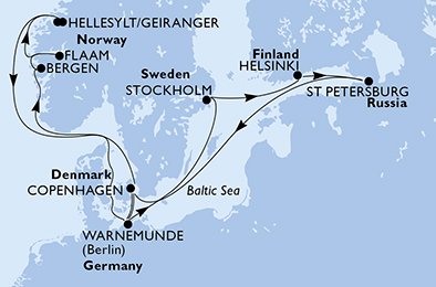 Danmark, Tyskland, Sverige, Finland, Ryssland, Norge
