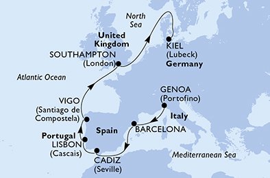 Italien, Frankrike, Spanien, Portugal, England, Tyskland