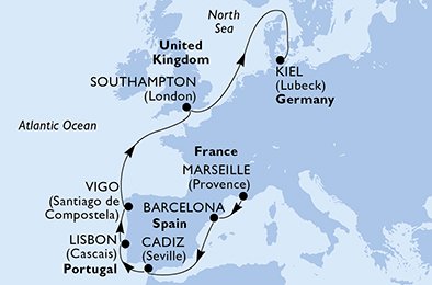 Frankrike, Spanien, Portugal, England, Tyskland