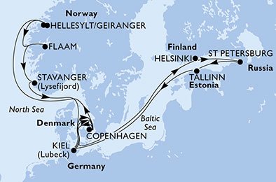 Danmark, Finland, Ryssland, Estland, Tyskland, Norge