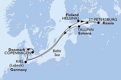 Danmark, Finland, Ryssland, Estland, Tyskland