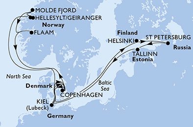 Tyskland, Danmark, Norge, Finland, Ryssland, Estland