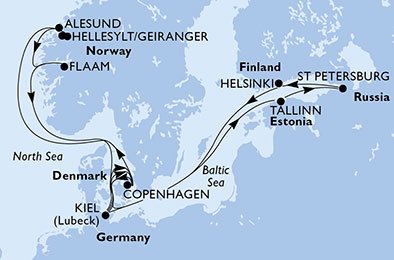 Tyskland, Danmark, Estland, Ryssland, Finland, Norge