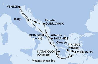 Italien, Grekland, Albanien, Kroatien