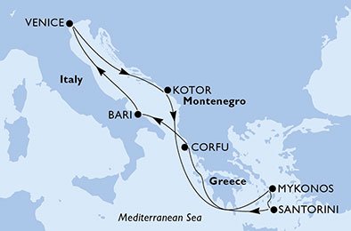 Italien, Montenegro, Grekland