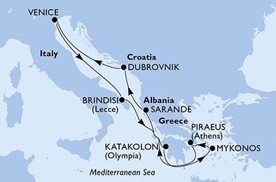 Italien, Grekland, Albanien, Kroatien