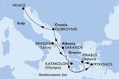 Italien, Grekland, Albanien, Kroatien