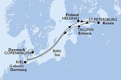 Danmark, Finland, Ryssland, Estland, Tyskland