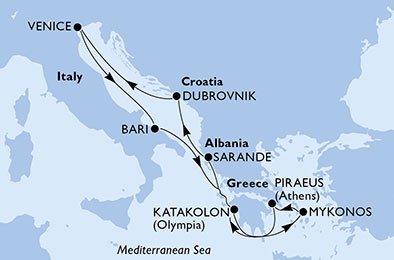 Italien, Grekland, Albanien, Kroatien