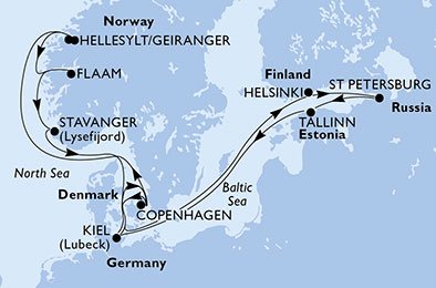 Danmark, Norge, Tyskland, Finland, Ryssland, Estland