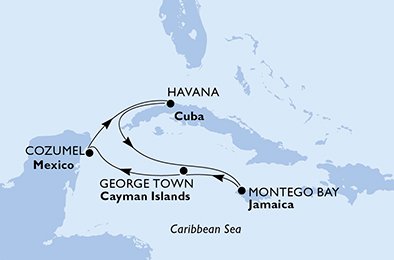 Kuba, Jamaica, Cayman Islands, Mexiko