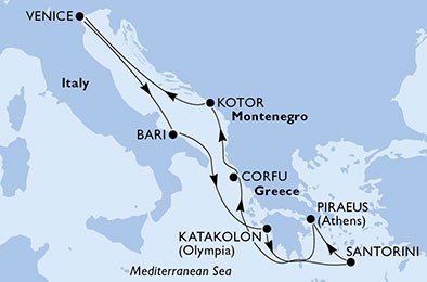 Italien, Grekland, Montenegro