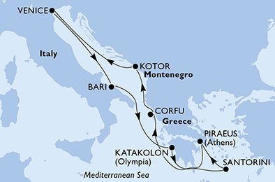 Italien, Grekland, Montenegro