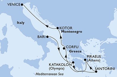Italien, Grekland, Montenegro