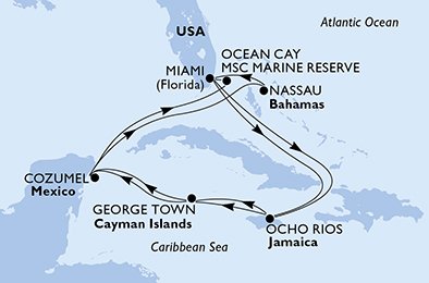 USA, Jamaica, Cayman Islands, Mexiko, Bahamas