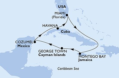 USA, Jamaica, Cayman Islands, Mexiko, Kuba