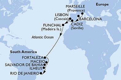 Frankrike, Spanien, Portugal, Brasilien