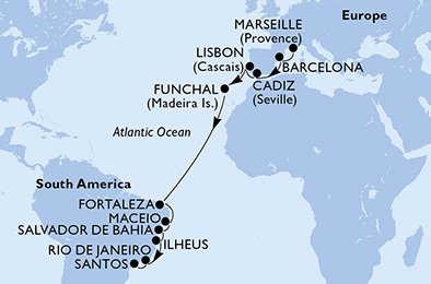 Frankrike, Spanien, Portugal, Brasilien