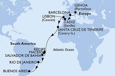 Italien, Spanien, Portugal, Brasilien, Argentina