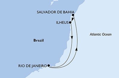 Rio de Janeiro, Salvador, Ilheus, Rio de Janeiro
