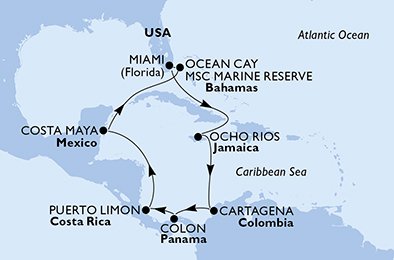 USA, Jamaica, Colombia, Panama, Costa Rica, Mexiko, Bahamas