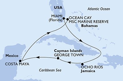 USA, Jamaica, Cayman Islands, Mexiko, Bahamas